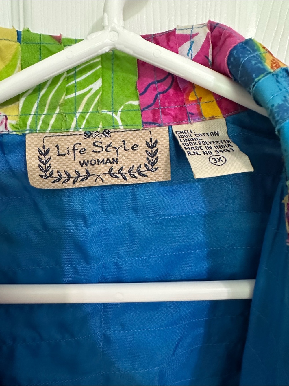 Tropical Stripe Relaxed Blazer Jacket in Blue, Pink & Green - Picture 3 of 4